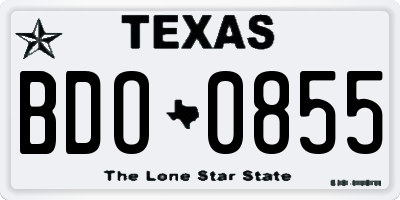 TX license plate BDO0855