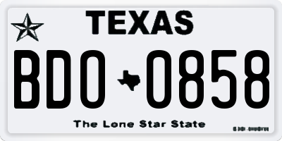 TX license plate BDO0858