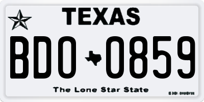 TX license plate BDO0859