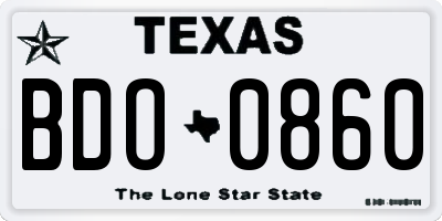 TX license plate BDO0860