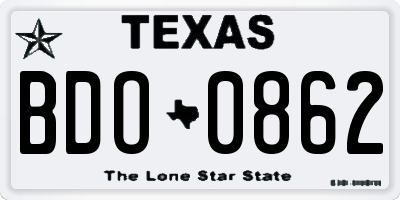 TX license plate BDO0862
