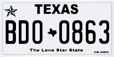 TX license plate BDO0863