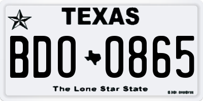 TX license plate BDO0865