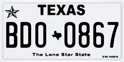 TX license plate BDO0867