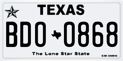 TX license plate BDO0868