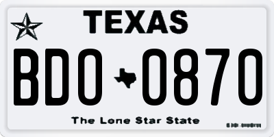 TX license plate BDO0870