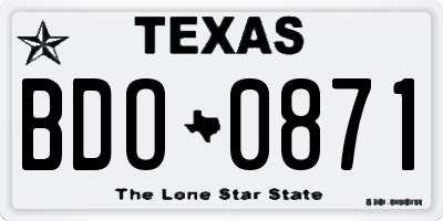 TX license plate BDO0871