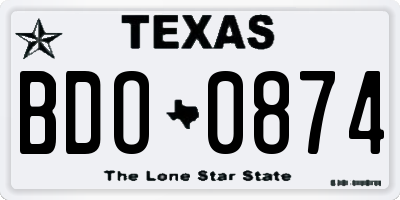 TX license plate BDO0874