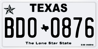 TX license plate BDO0876