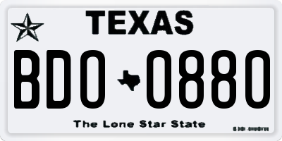 TX license plate BDO0880