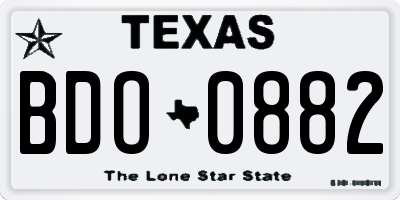 TX license plate BDO0882