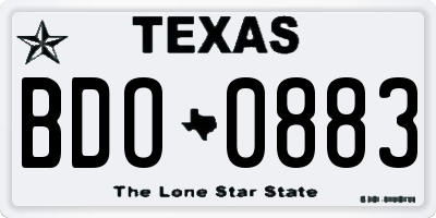 TX license plate BDO0883