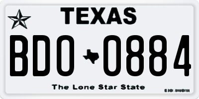TX license plate BDO0884