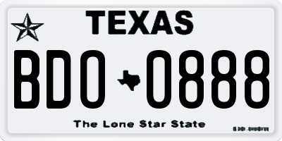 TX license plate BDO0888
