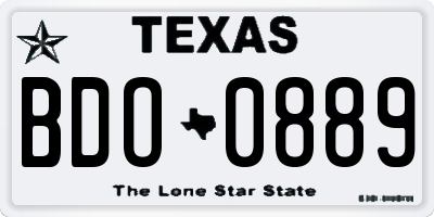 TX license plate BDO0889