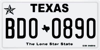 TX license plate BDO0890