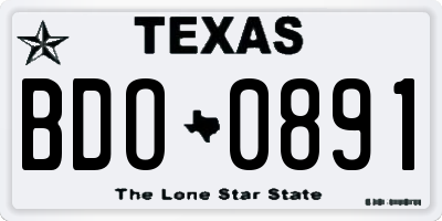 TX license plate BDO0891