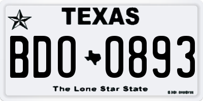 TX license plate BDO0893