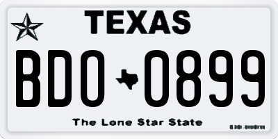 TX license plate BDO0899