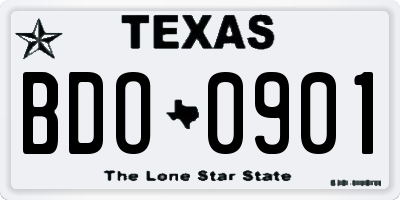 TX license plate BDO0901