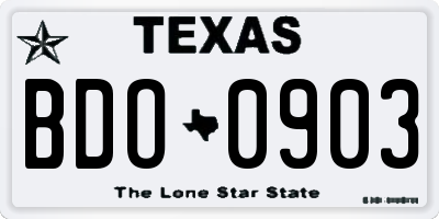 TX license plate BDO0903
