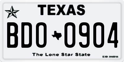 TX license plate BDO0904