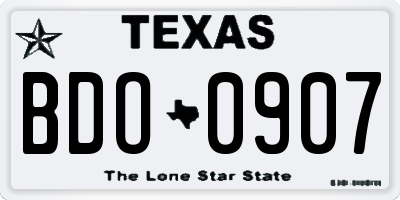 TX license plate BDO0907