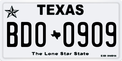 TX license plate BDO0909