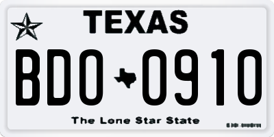 TX license plate BDO0910