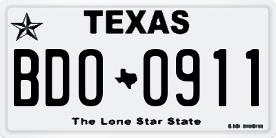 TX license plate BDO0911