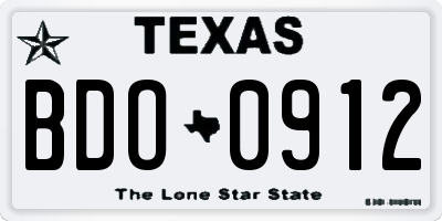 TX license plate BDO0912