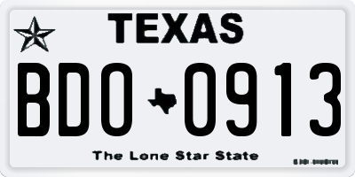 TX license plate BDO0913
