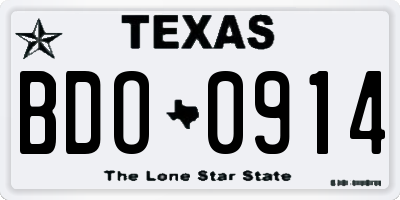 TX license plate BDO0914