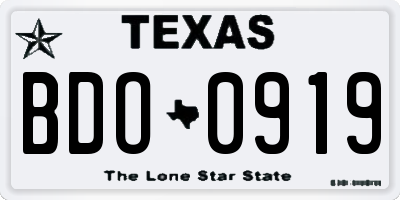 TX license plate BDO0919