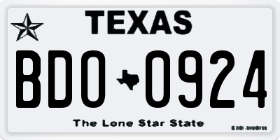 TX license plate BDO0924
