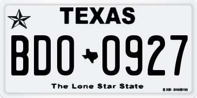TX license plate BDO0927