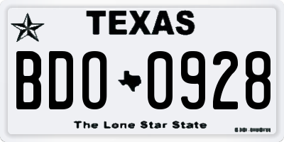 TX license plate BDO0928