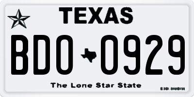 TX license plate BDO0929