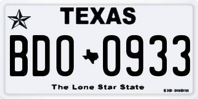 TX license plate BDO0933