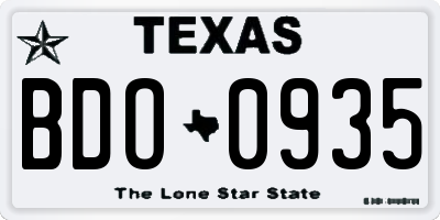 TX license plate BDO0935