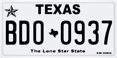 TX license plate BDO0937