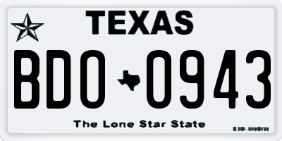 TX license plate BDO0943