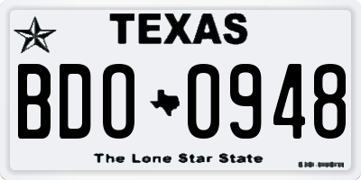 TX license plate BDO0948