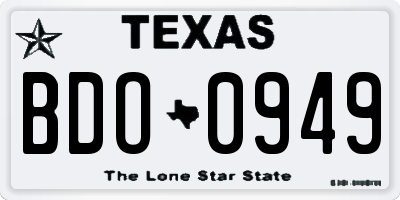 TX license plate BDO0949