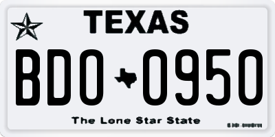 TX license plate BDO0950