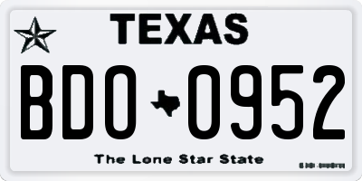 TX license plate BDO0952
