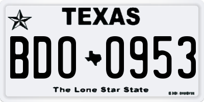TX license plate BDO0953