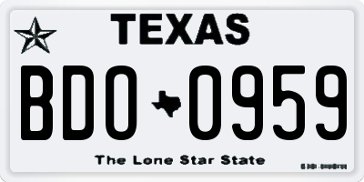 TX license plate BDO0959