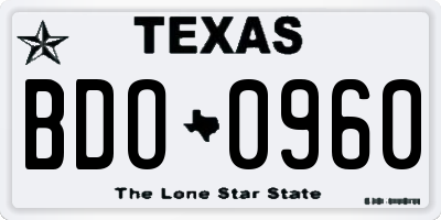 TX license plate BDO0960