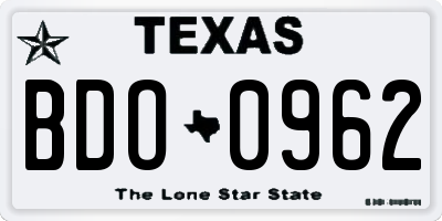 TX license plate BDO0962